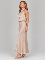 Muriel | Sleeveless Draped Neck Midi Dress