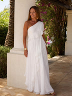 Isobel | One-Shoulder Chiffon Maxi Dress