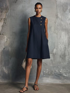 Oliva | Asymmetric Button Mini Dress