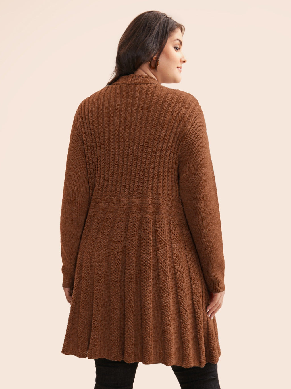 Textured Kimono Collar Long Cardigan