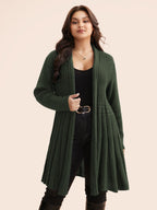 Textured Kimono Collar Long Cardigan