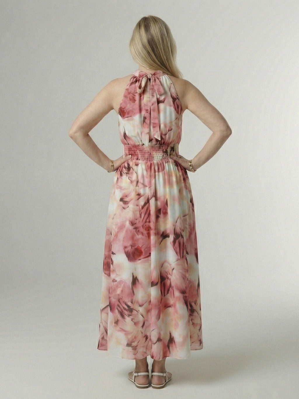 Paulette | Gathered Halter Midi Dress