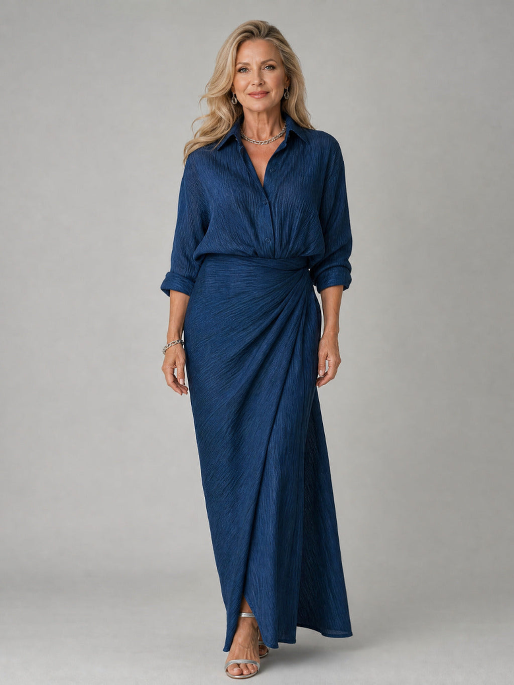 Colleen | Long Sleeve Wrap Front Maxi Dress
