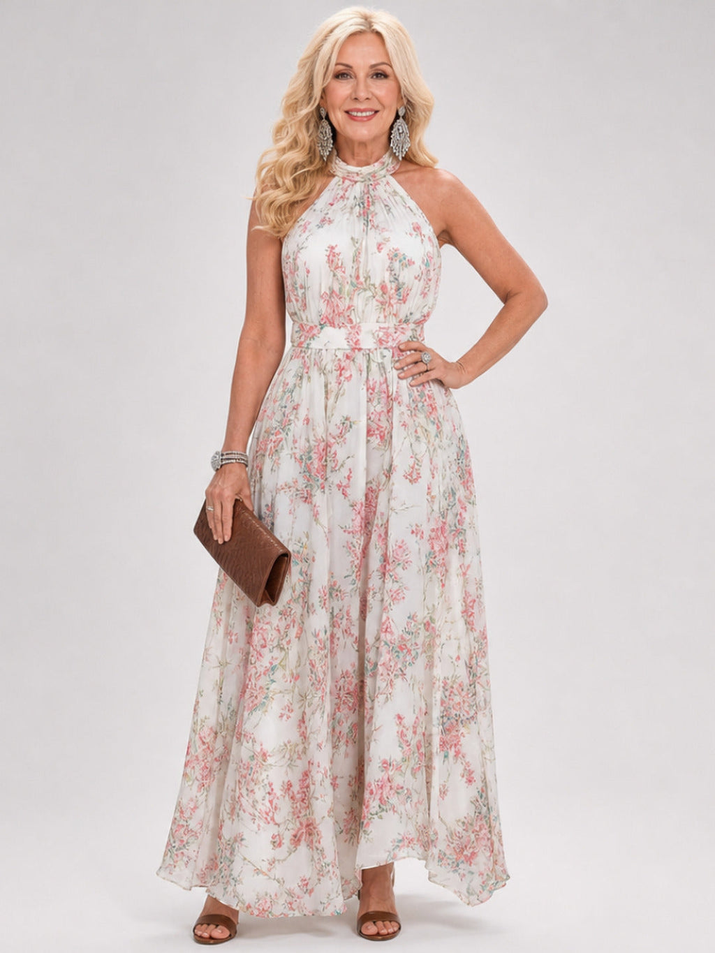 Maurine | Floral Print Flowing Skirt Midi Dress