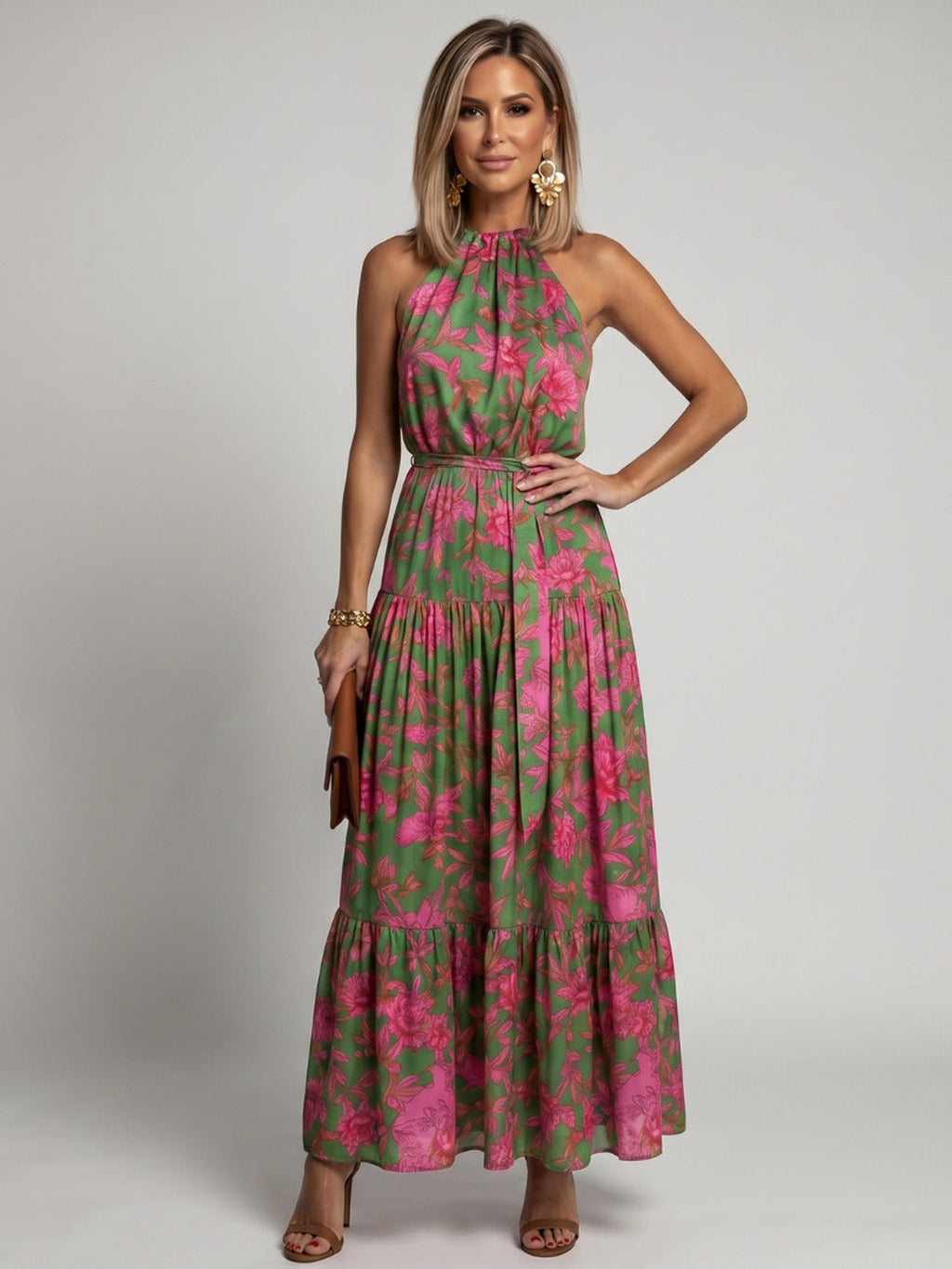 Natalie | Draped Halter Midi Dress