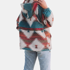 Women's Oversized Quarter Zip Hoodie with Geometric Print