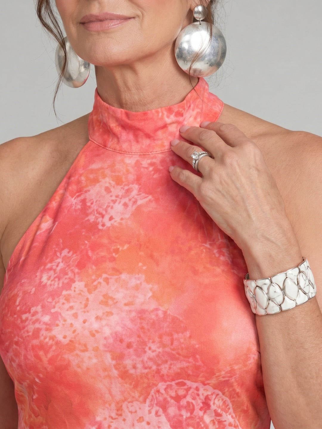 Loretta | Halter Neck Printed Pattern Maxi Dress