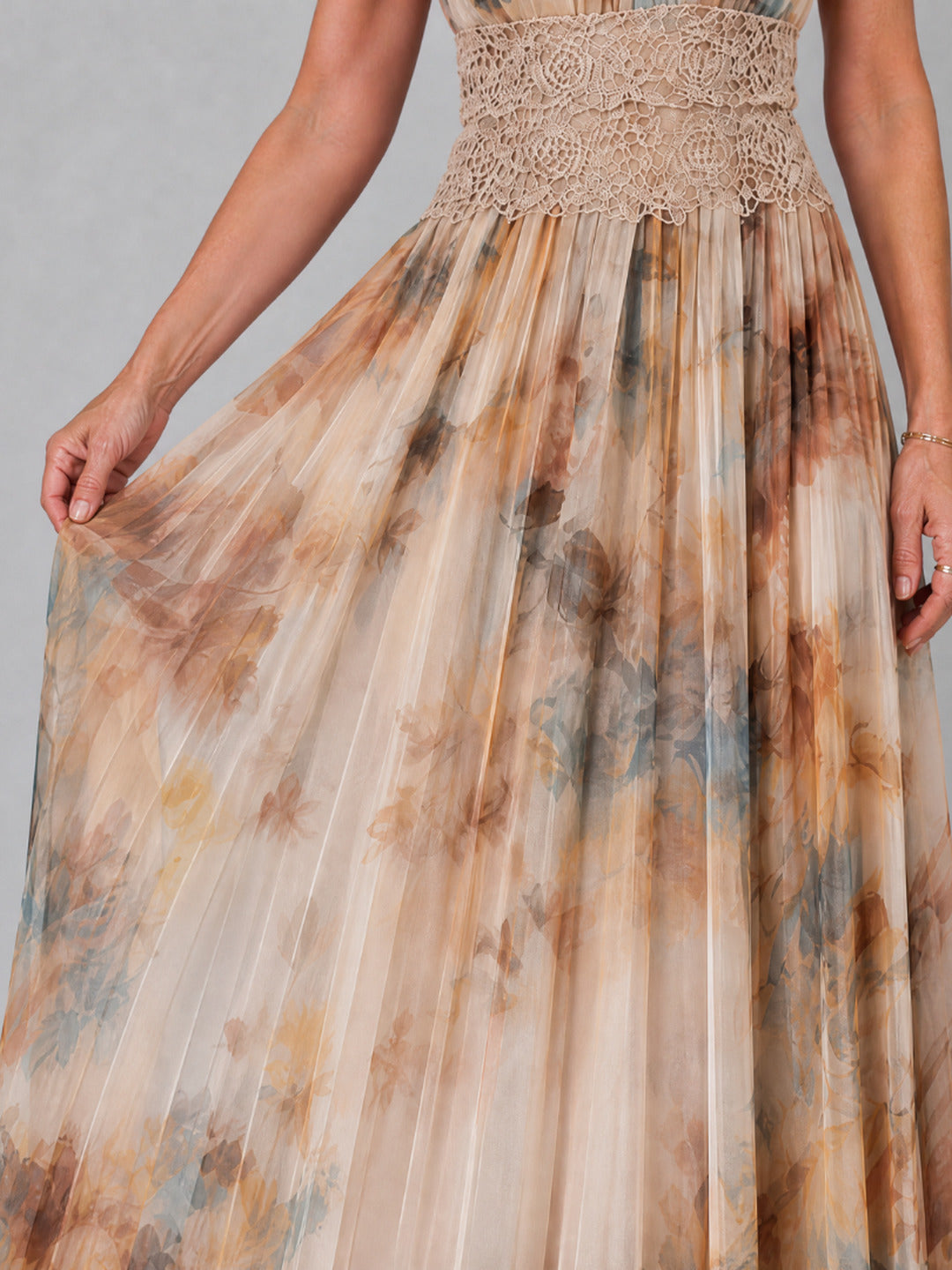 Bernadette | Halter Neck Lace Waist Maxi Dress