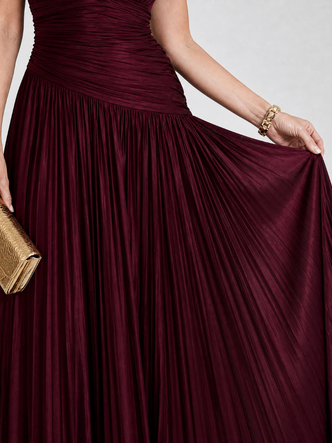 Rosalie | Sleeveless Pleated V Neck Midi Dress