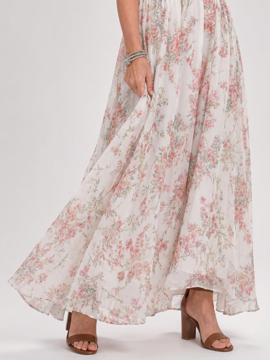 Maurine | Floral Print Flowing Skirt Midi Dress