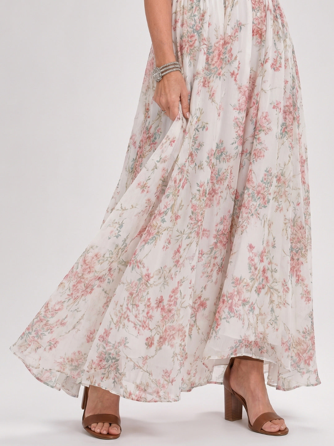 Maurine | Floral Print Flowing Skirt Midi Dress