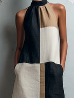Dagmar | Colorblock Halter Mini Dress