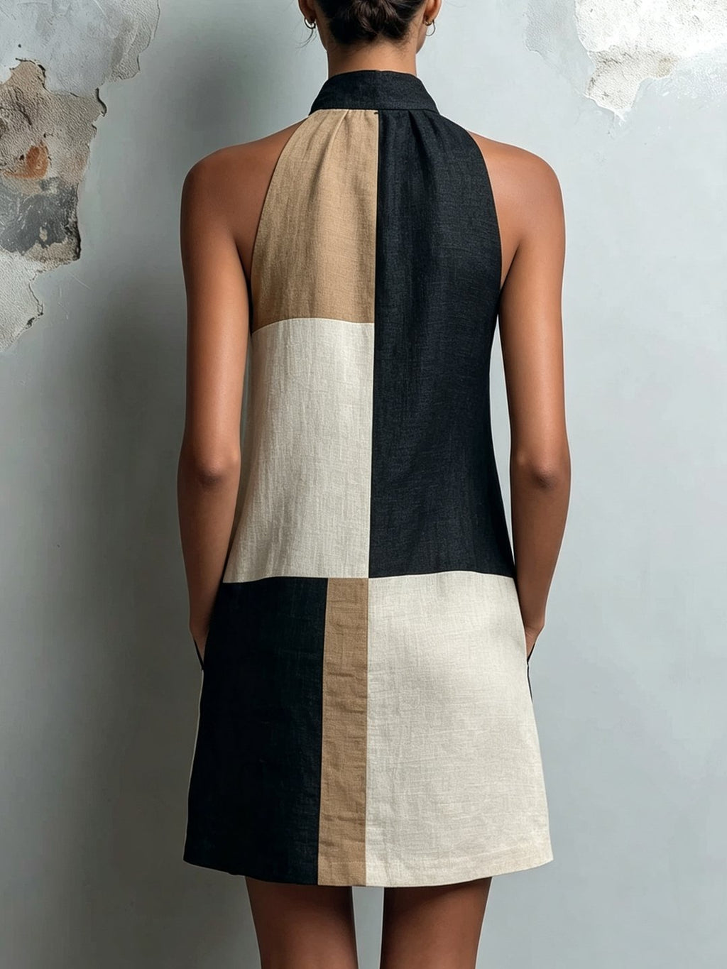 Dagmar | Colorblock Halter Mini Dress