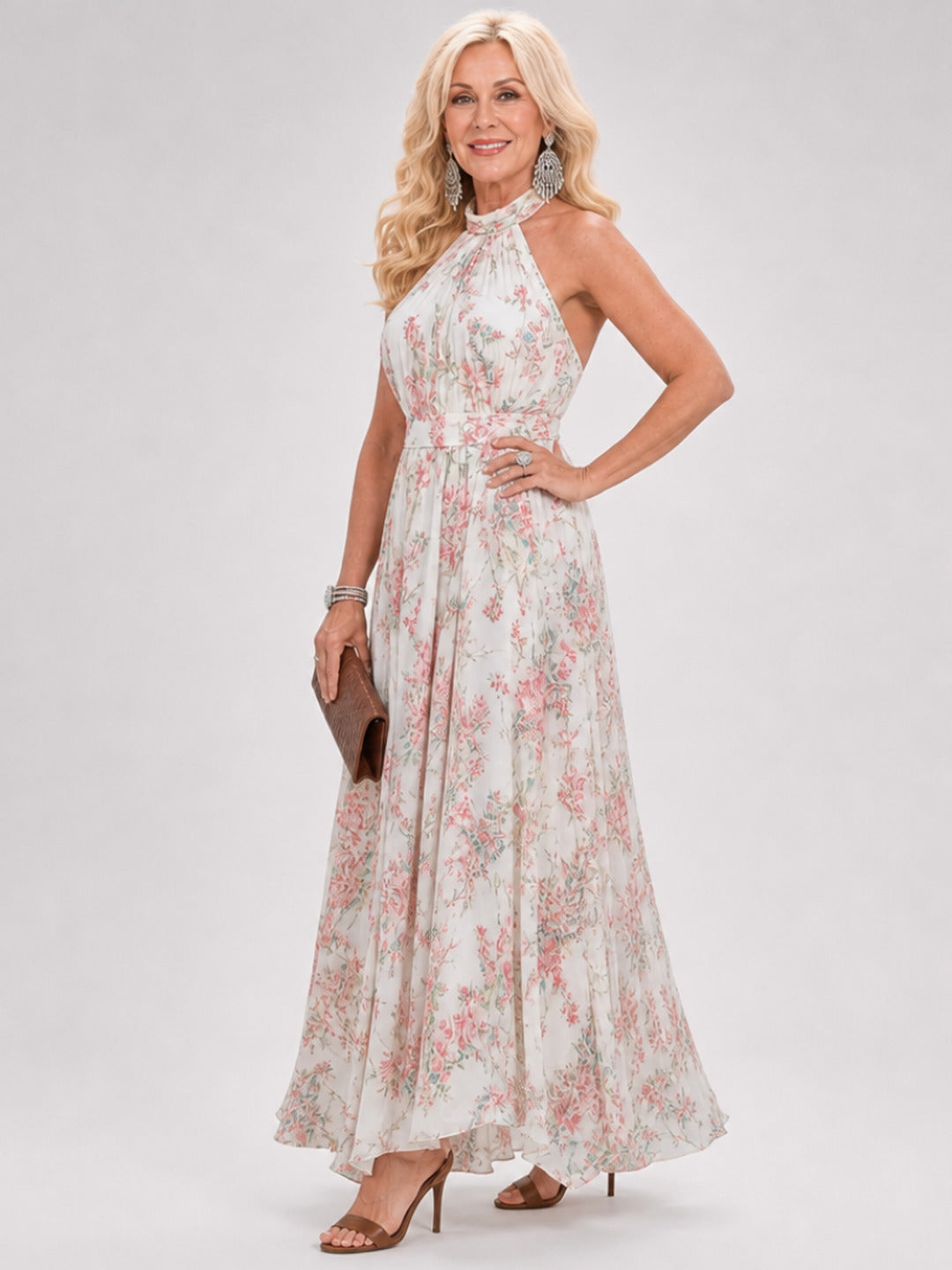 Maurine | Floral Print Flowing Skirt Midi Dress