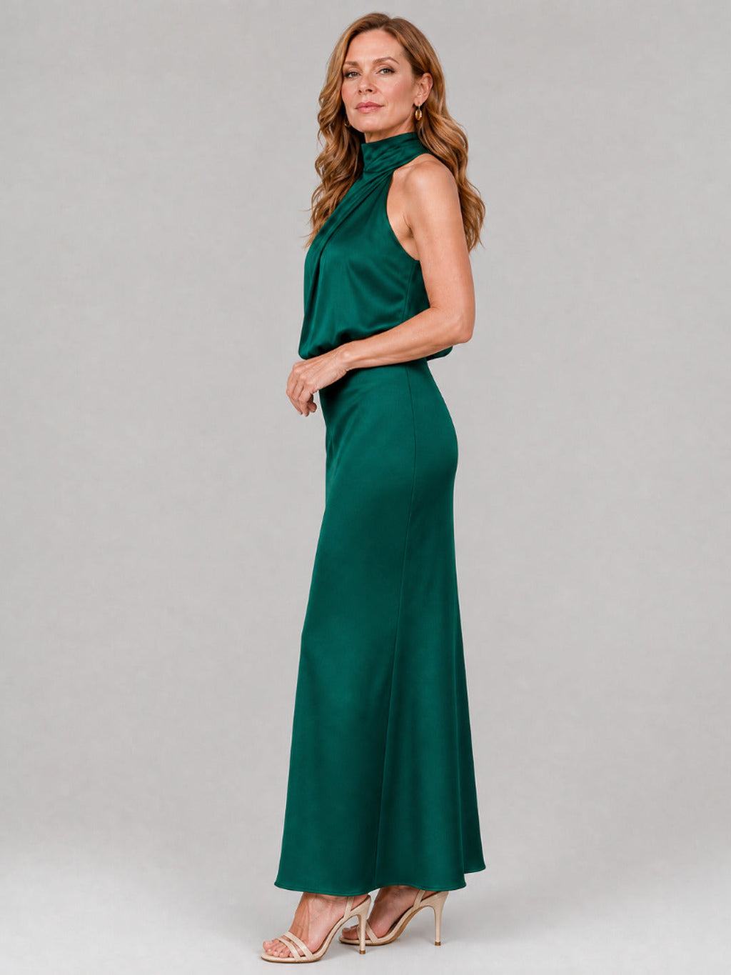 Muriel | Sleeveless Draped Neck Midi Dress
