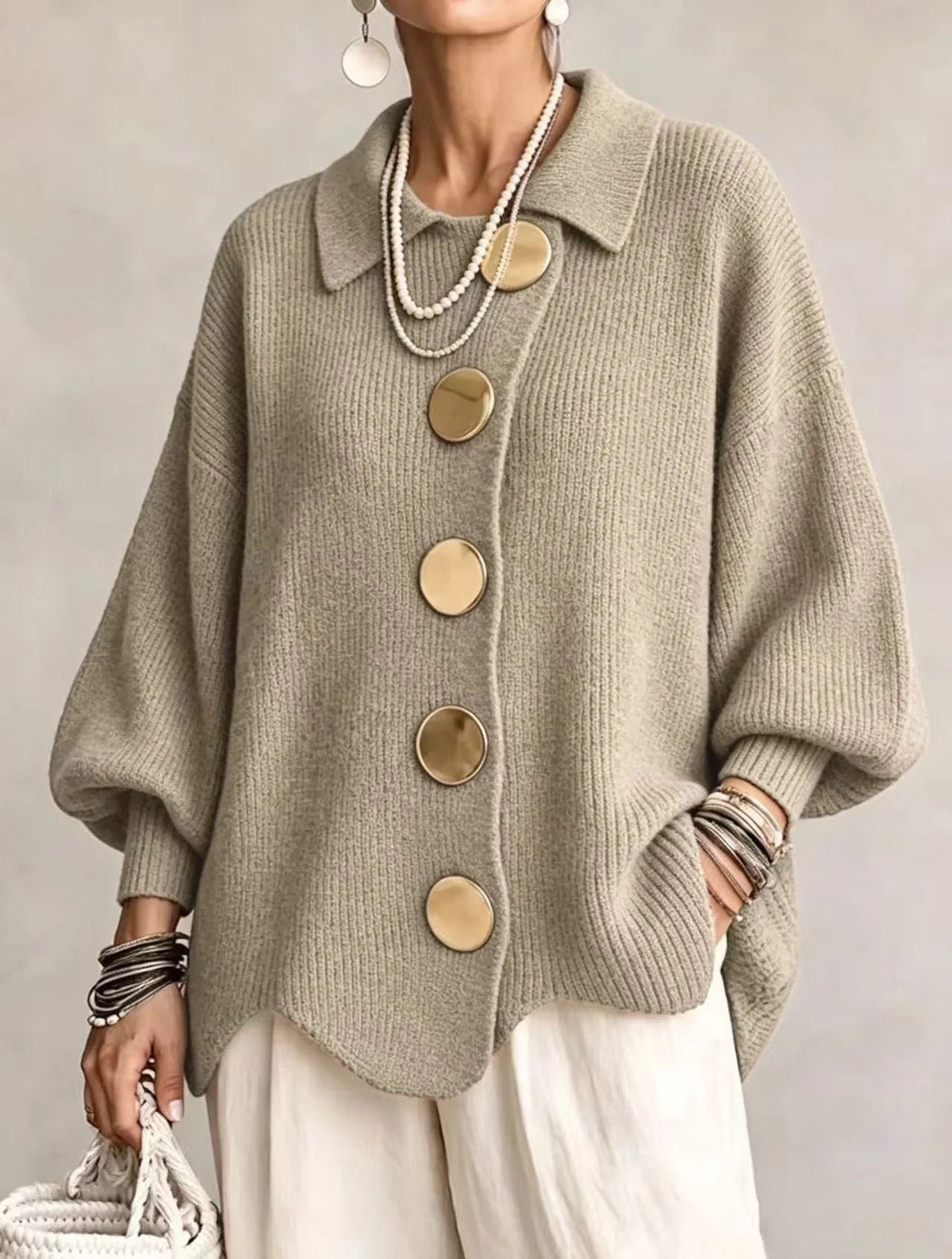 Lisette | Cozy Scalloped Hem Cardigan
