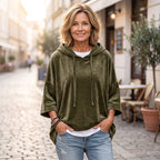 Women's Velour Oversized Hoodie 3/4 Sleeve
