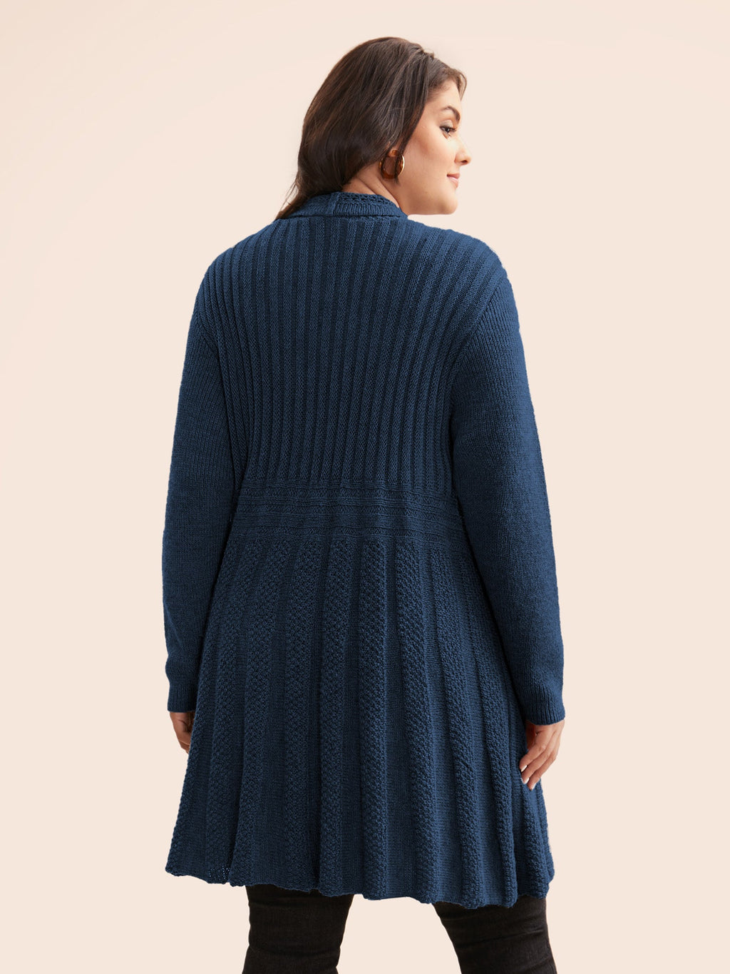 Textured Kimono Collar Long Cardigan