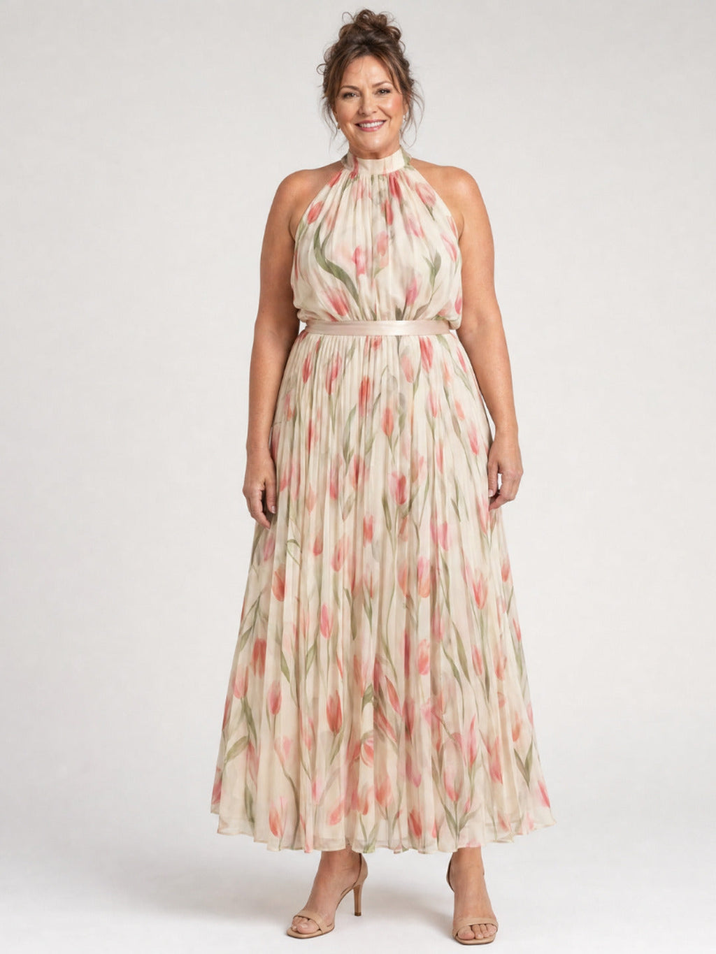 Denise | Halter Neck Floral Midi Dress