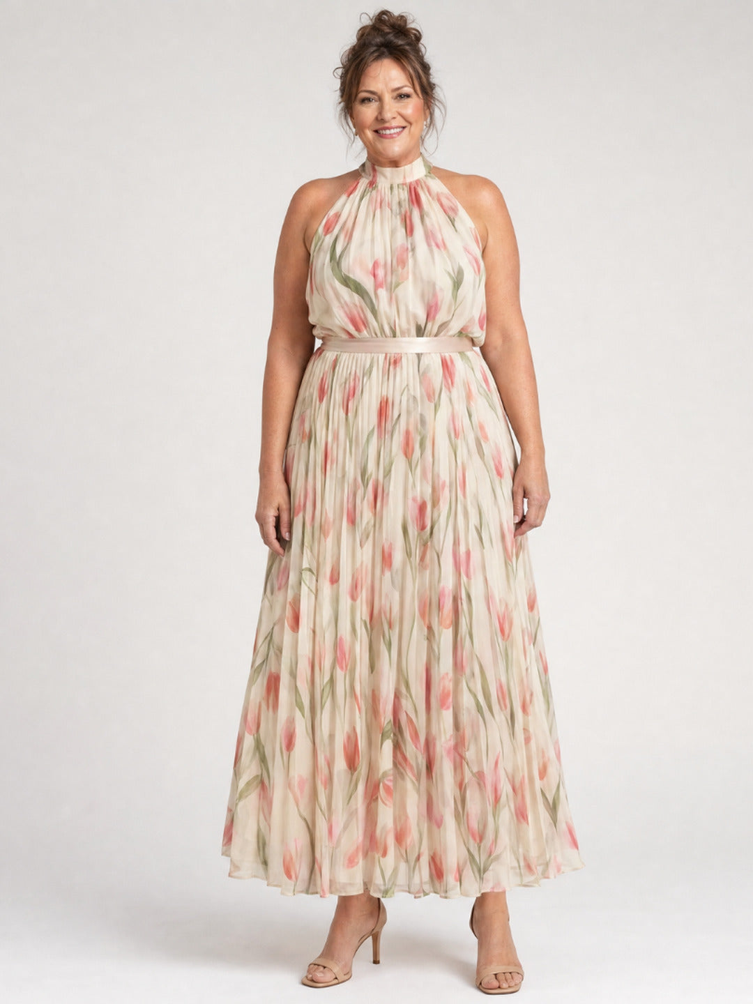Denise | Halter Neck Floral Midi Dress