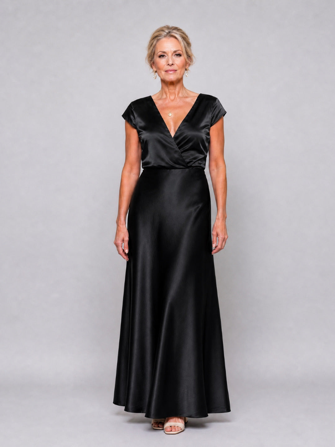 Genevieve | Cap Sleeve Wrap Bodice Maxi Dress