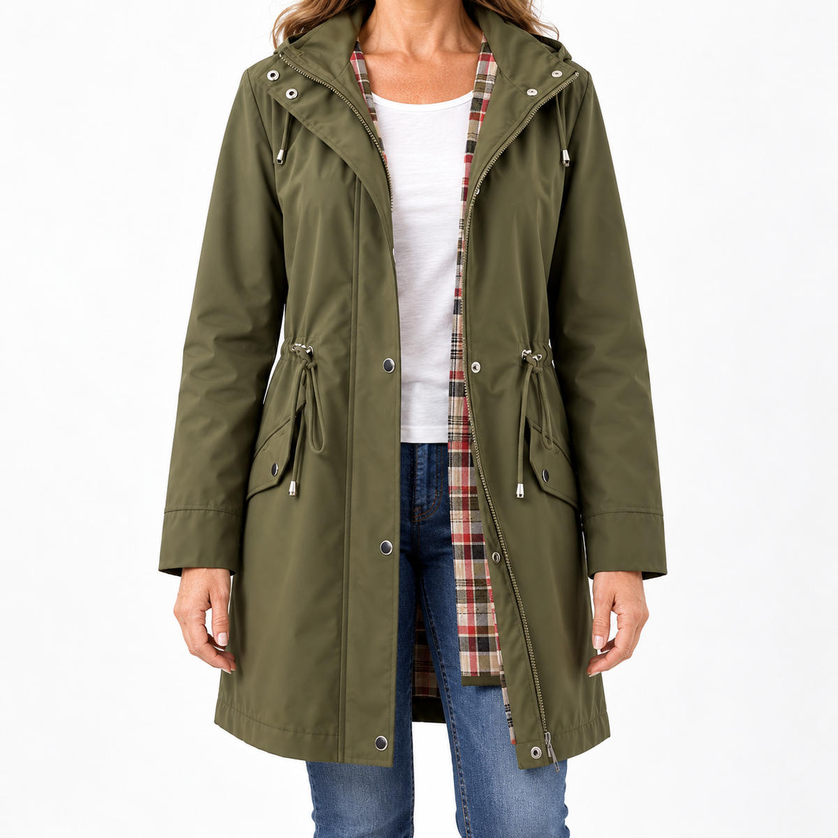 Marielle | Tartan-Lined Rain Parka