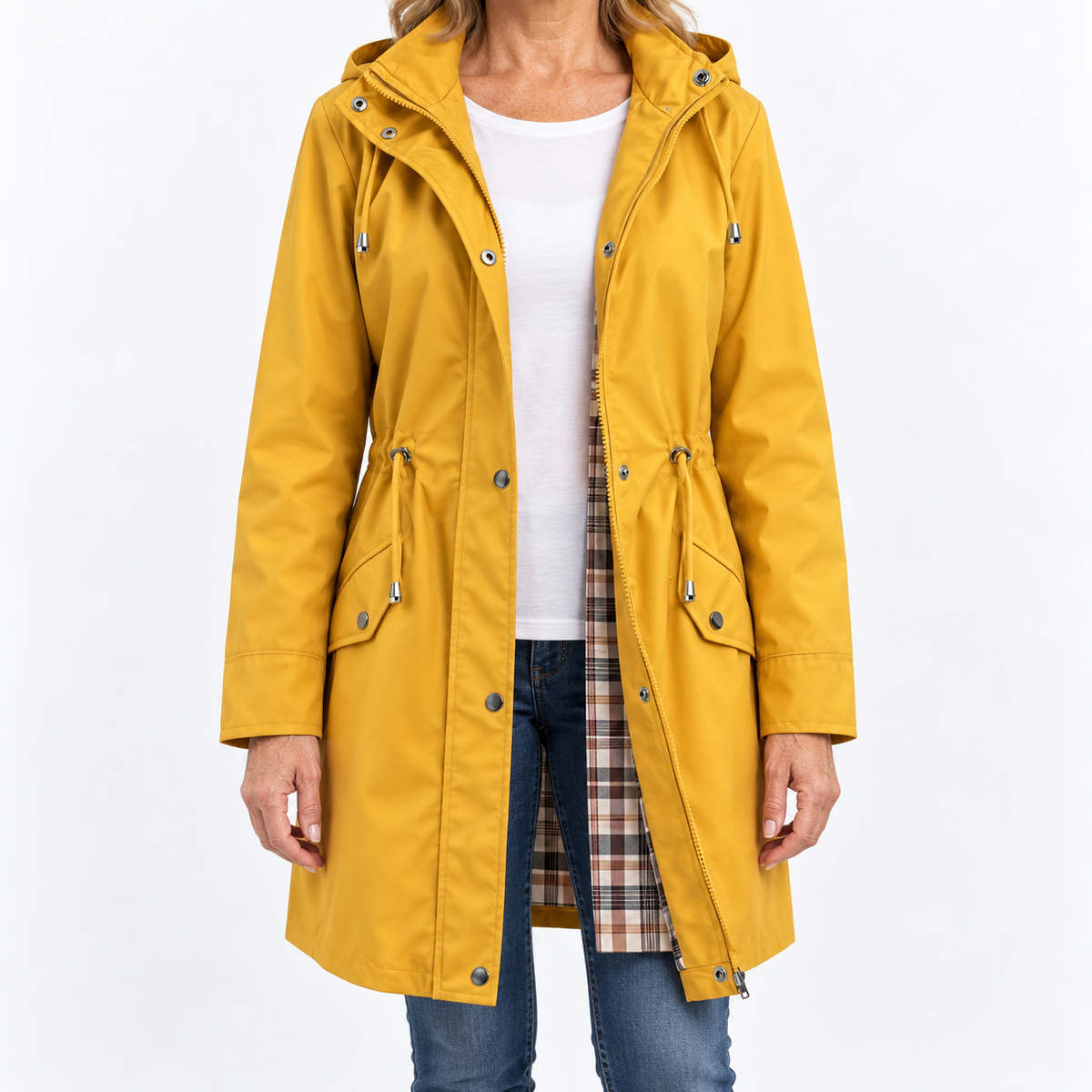 Marielle | Tartan-Lined Rain Parka