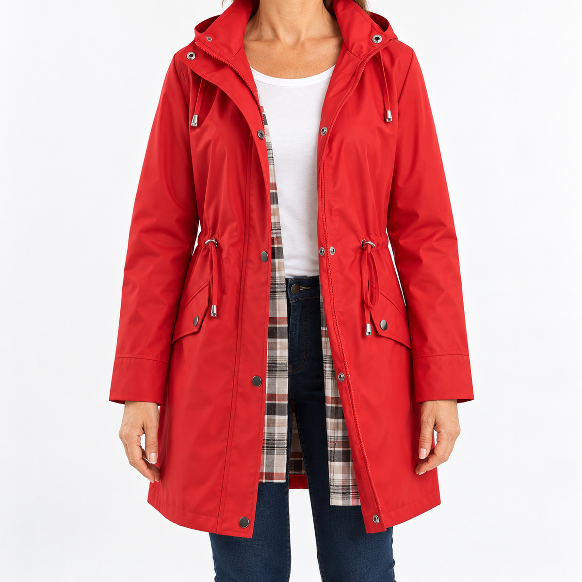 Marielle | Tartan-Lined Rain Parka