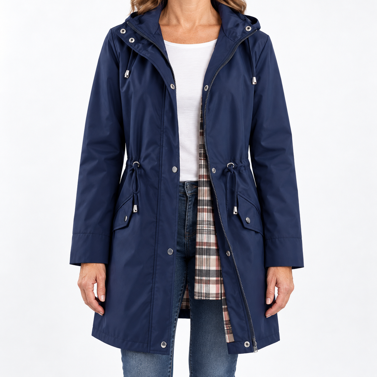 Marielle | Tartan-Lined Rain Parka