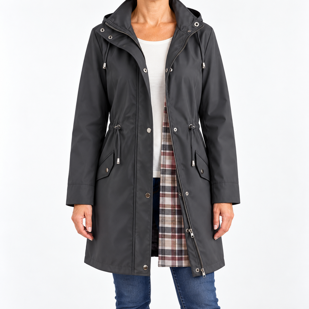 Marielle | Tartan-Lined Rain Parka