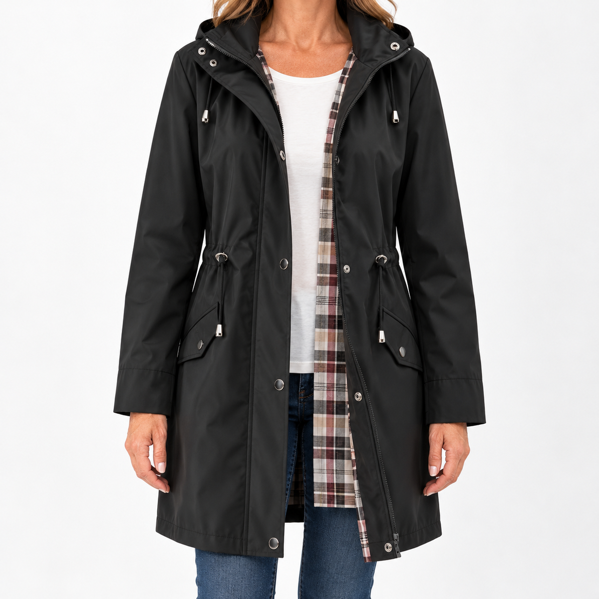 Marielle | Tartan-Lined Rain Parka