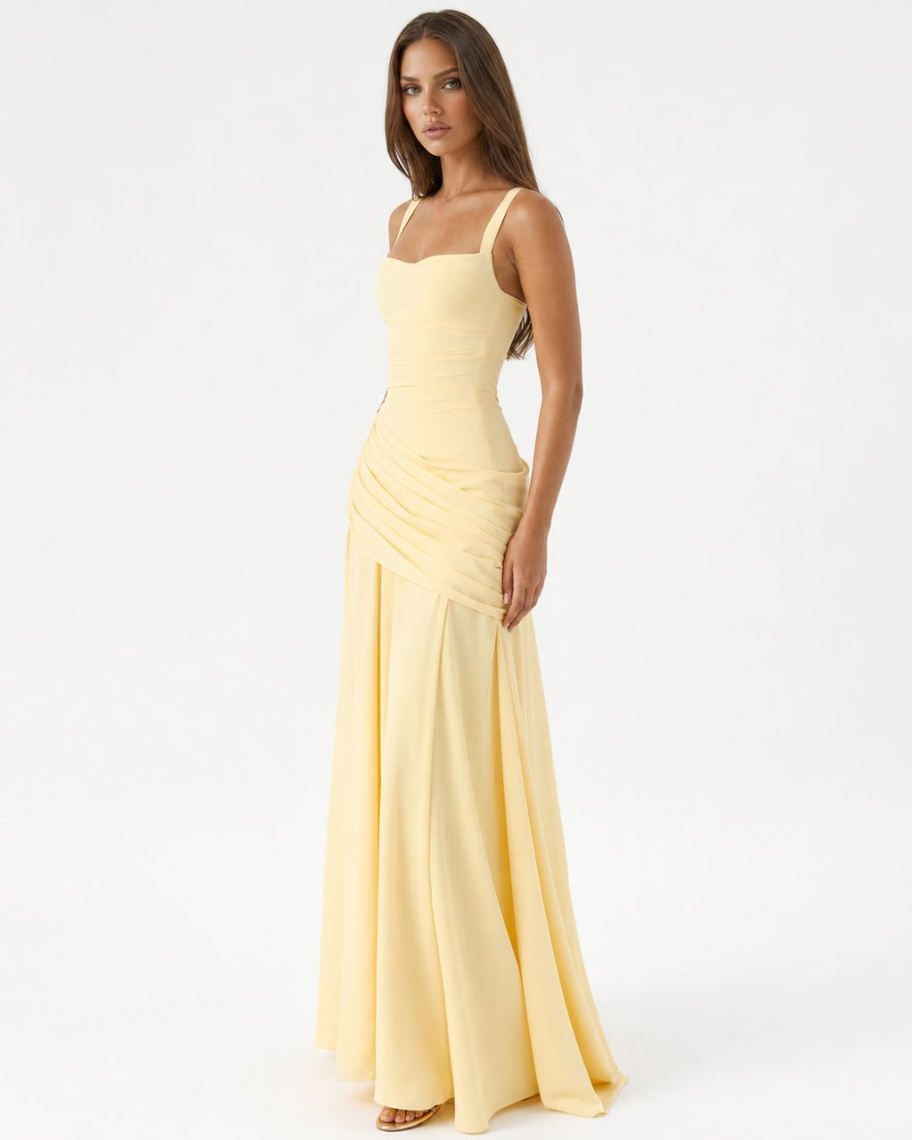 Phoebe | Maxi Dress With Ruched Square Neckline