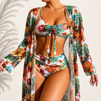 Frederica | Elegant Tropical Three-Piece Bikini