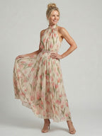 Denise | Halter Neck Floral Midi Dress
