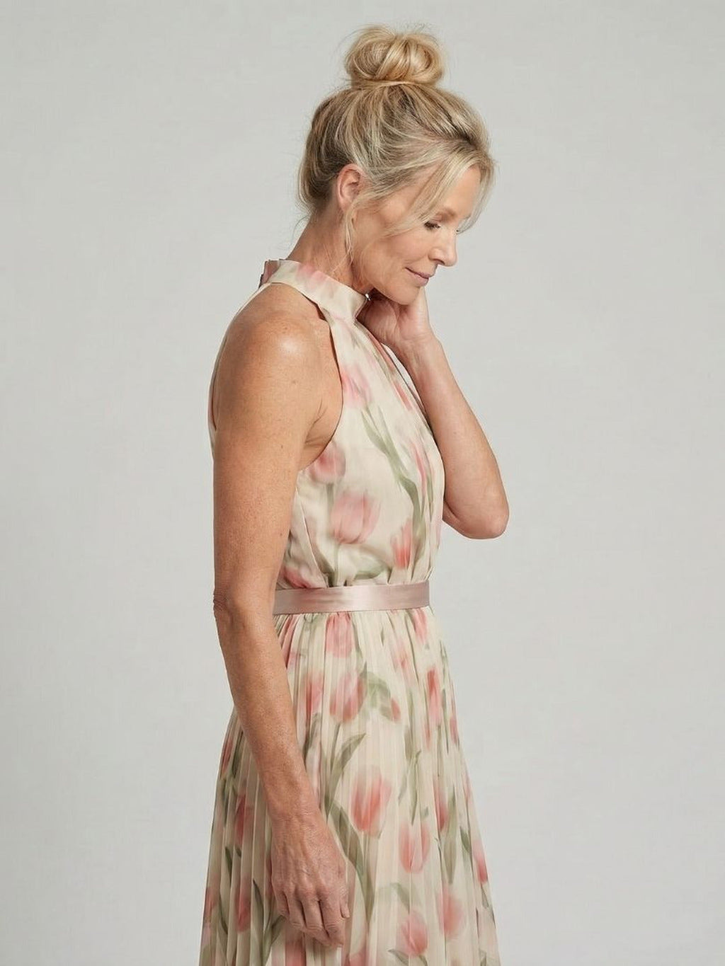 Denise | Halter Neck Floral Midi Dress
