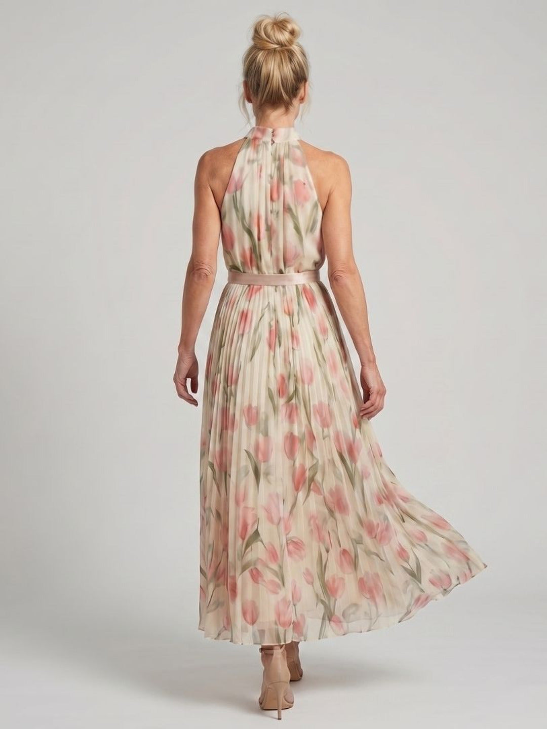 Denise | Halter Neck Floral Midi Dress