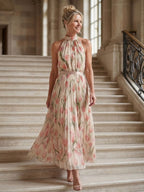 Denise | Halter Neck Floral Midi Dress