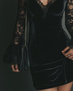Robina | Velvet and Lace Mini Dress