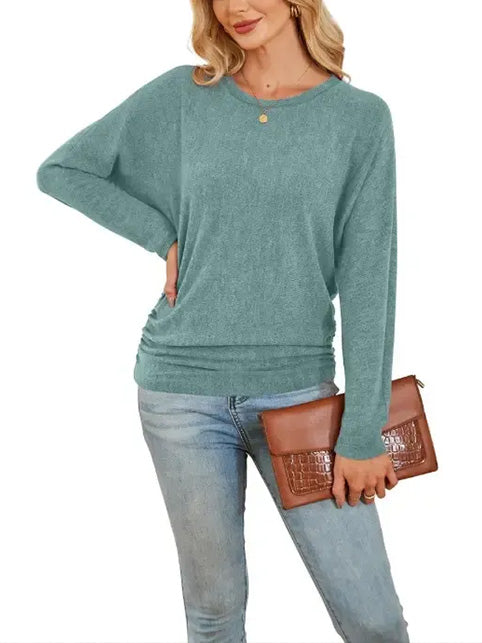Limited time sale🔥Women's Fall Ruched Hem Lightweight Sweaters