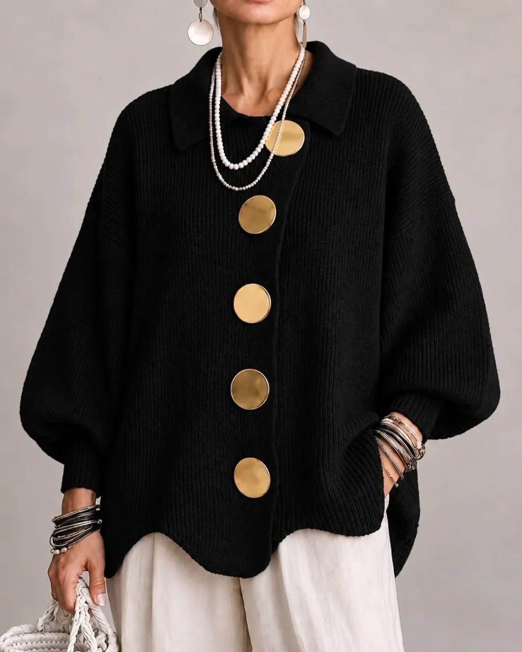 Lisette | Cozy Scalloped Hem Cardigan