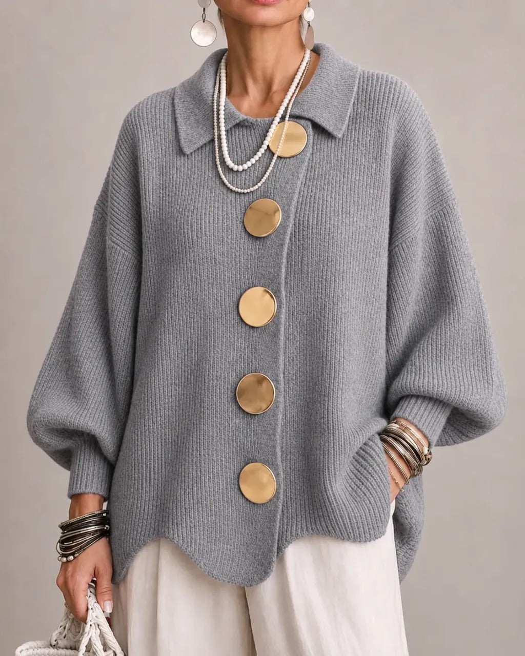 Lisette | Cozy Scalloped Hem Cardigan