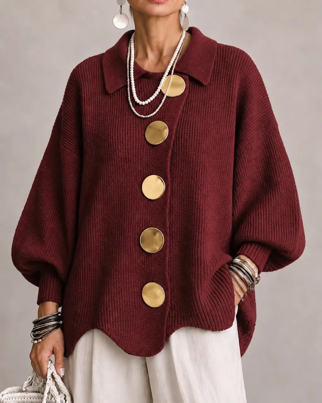 Lisette | Cozy Scalloped Hem Cardigan