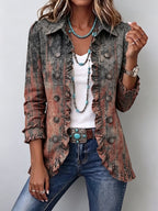 Isola | Vintage Gradient Textured Print Ruffle Jacket