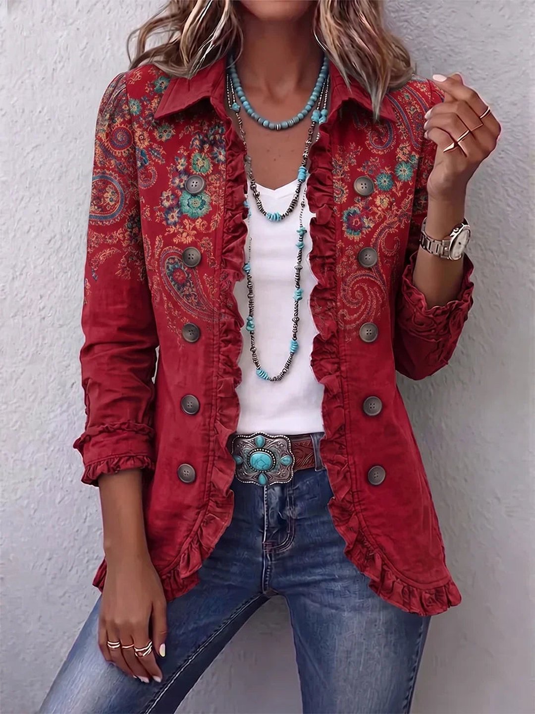Hyacinth | Bohemian Paisley Ruffle Jacket