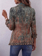 Isola | Vintage Gradient Textured Print Ruffle Jacket
