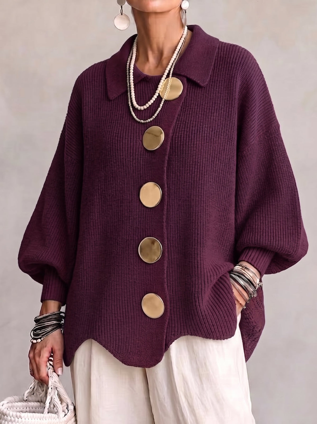 Lisette | Cozy Scalloped Hem Cardigan