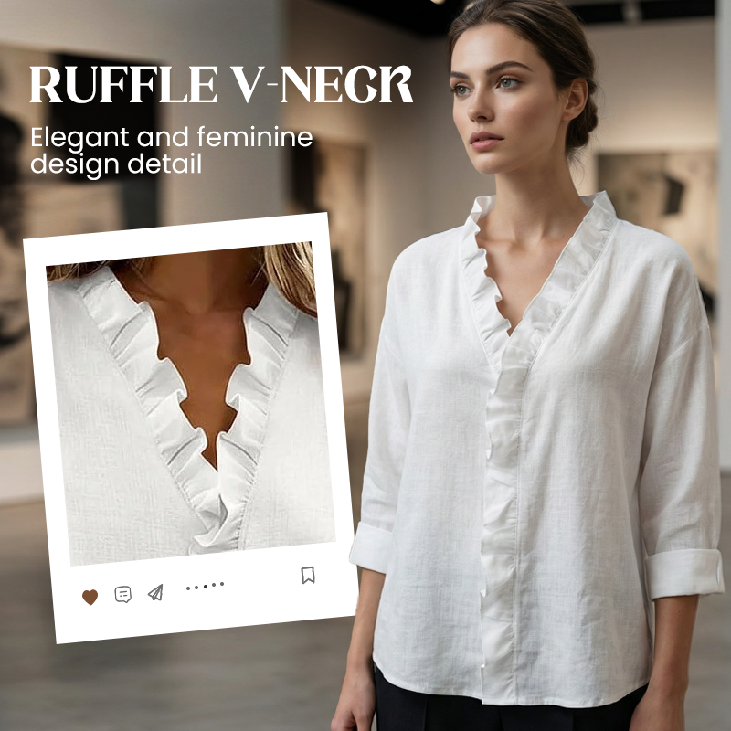 ✨ Effortless Elegance for Every Day – Premium Ruffle V-Neck Blouse! ✨