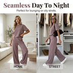 👚 LIMITED-TIME 50% OFF! ✨ Women's Top & Wide-Leg Pants Set – Soft, Breathable, Lounge Wear 🌿