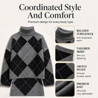 Women's Argyle Knit Sweater & Skirt Set